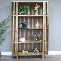 Large Slatted Bookcase - Mango Wood
