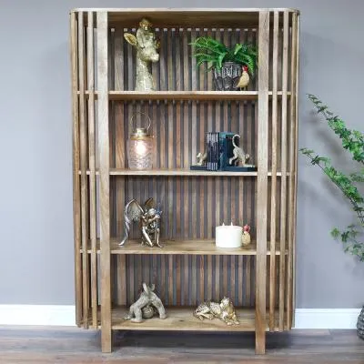 Large Slatted Bookcase - Mango Wood image