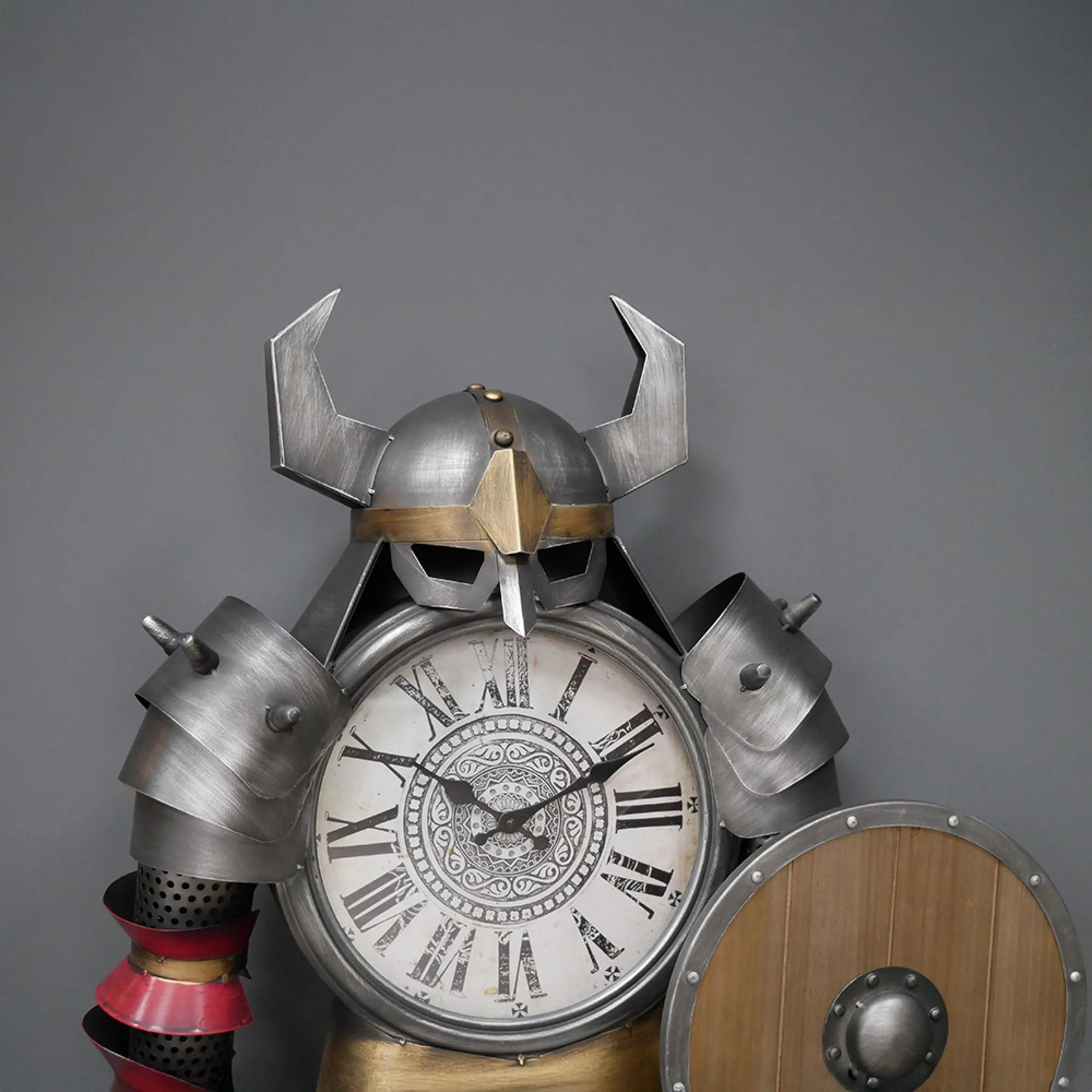 Large Warrior Clock - Silver, Metal