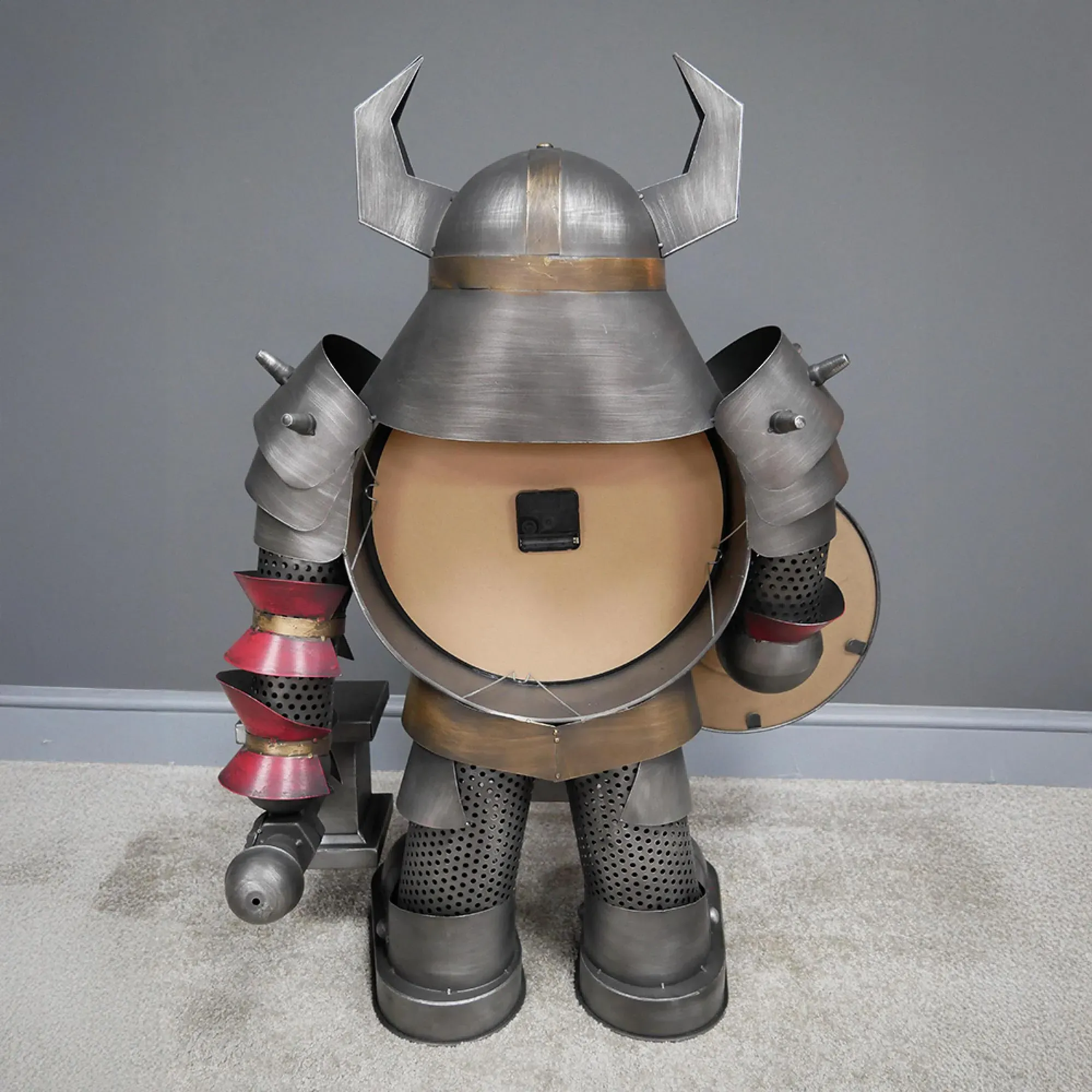 Large Warrior Clock - Silver, Metal