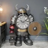 Large Warrior Clock - Silver, Metal