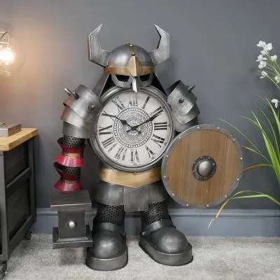 Large Warrior Clock - Silver, Metal image