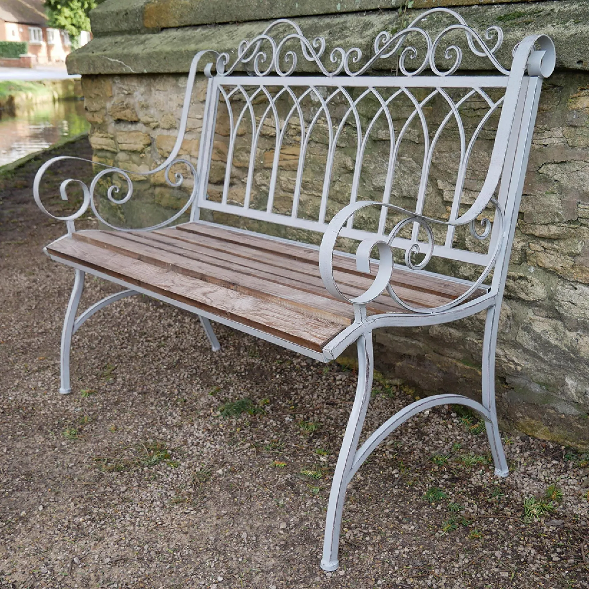 Lincoln Garden Bench - Antique Grey, Fir Wood