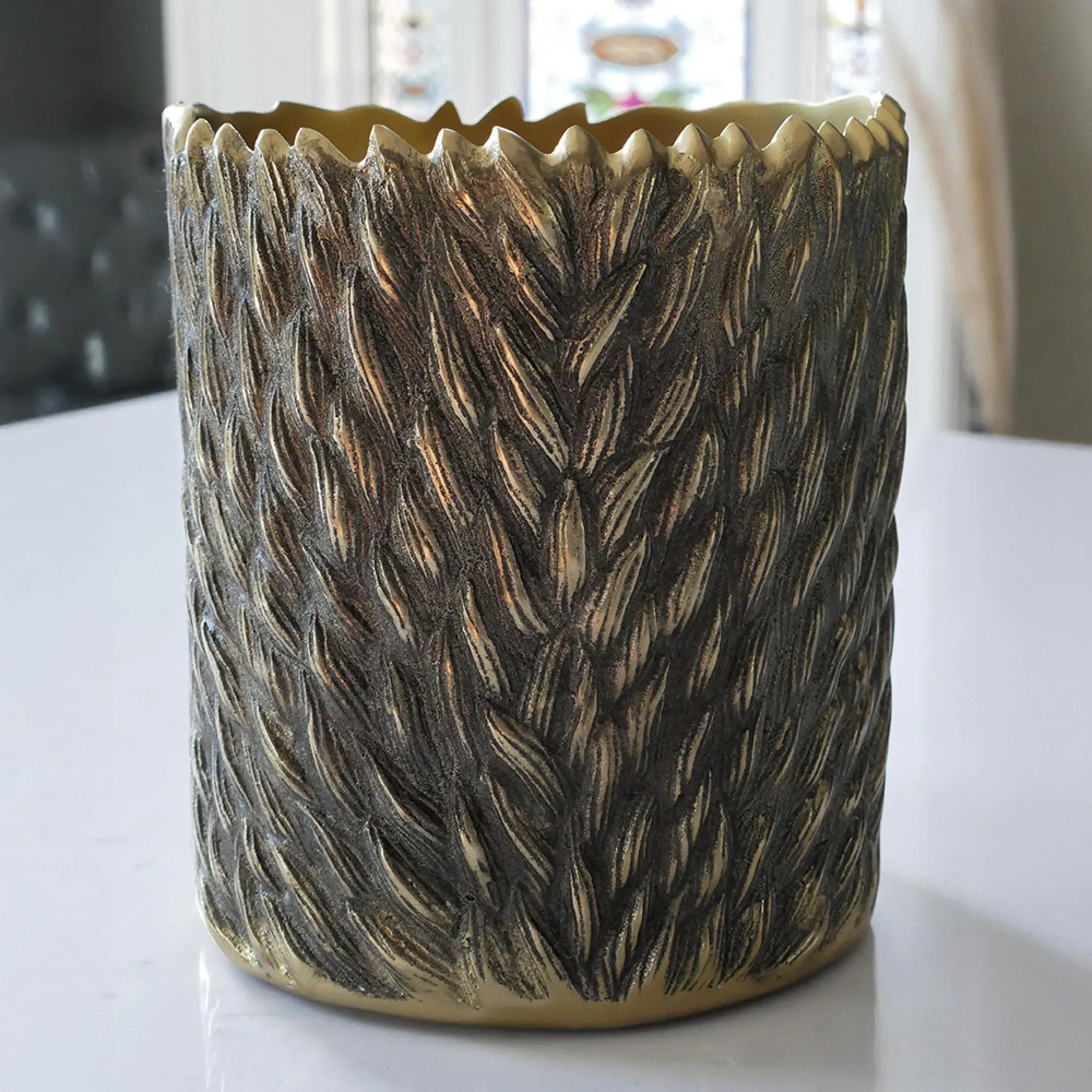 Lion Head Planter Ice Bucket Set of 2 - Gold