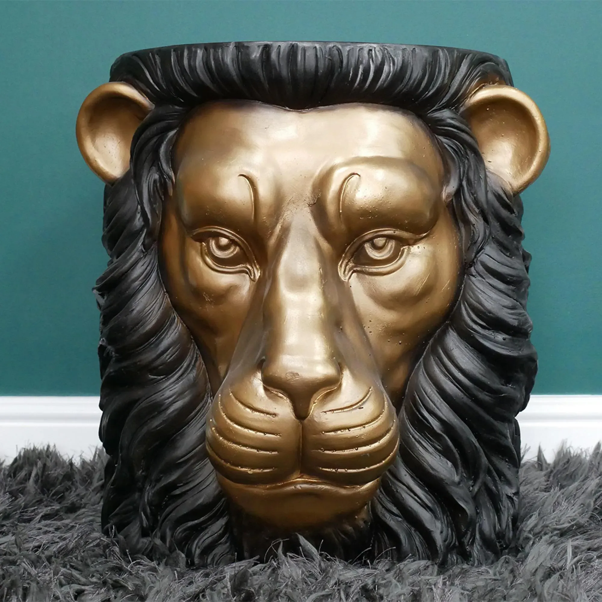 Lion Side Table - Black and Gold