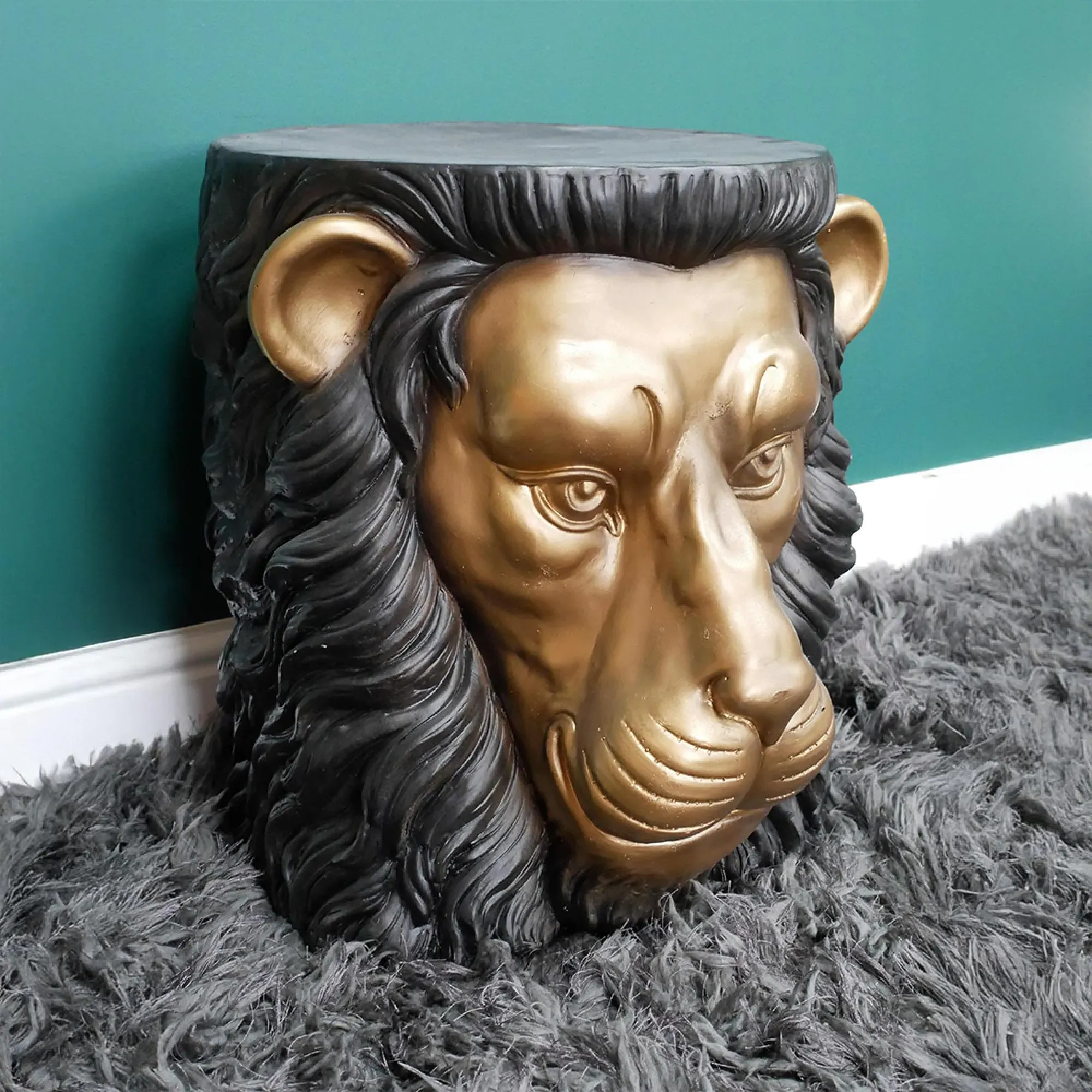 Lion Side Table - Black and Gold
