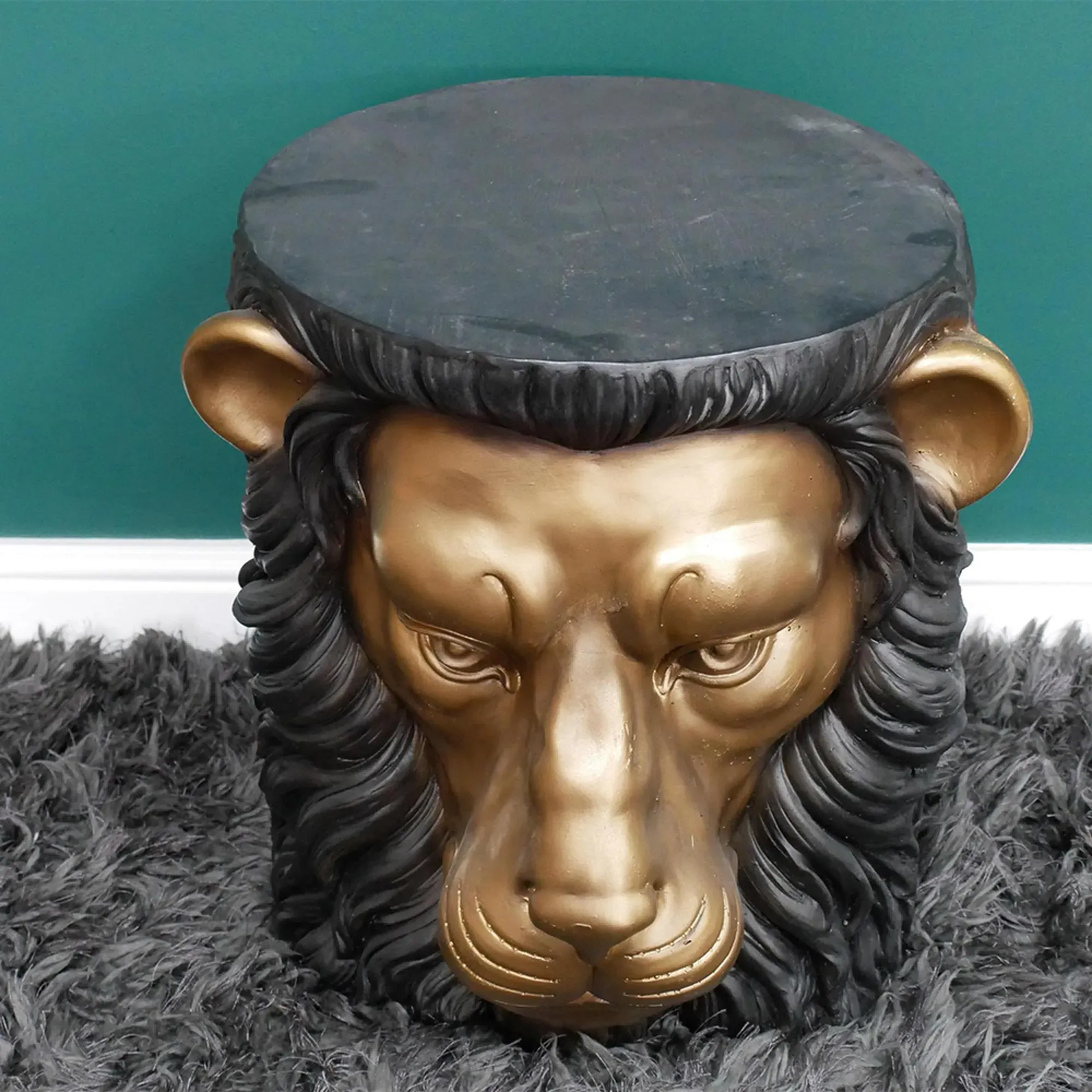 Lion Side Table - Black and Gold