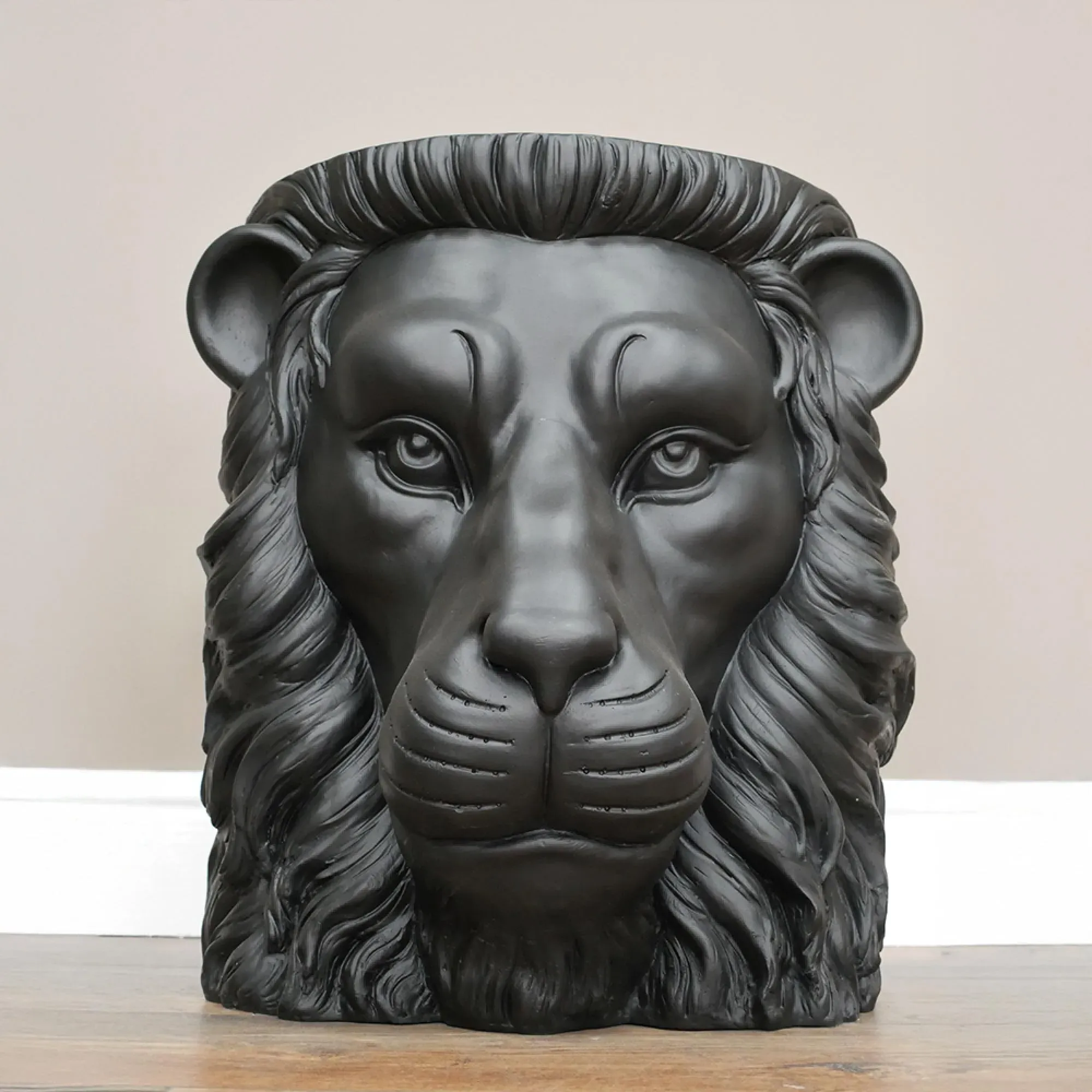 Lion Side Table - Black, Resin