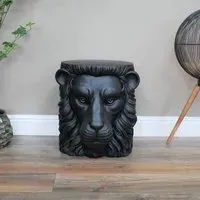 Lion Side Table - Black, Resin