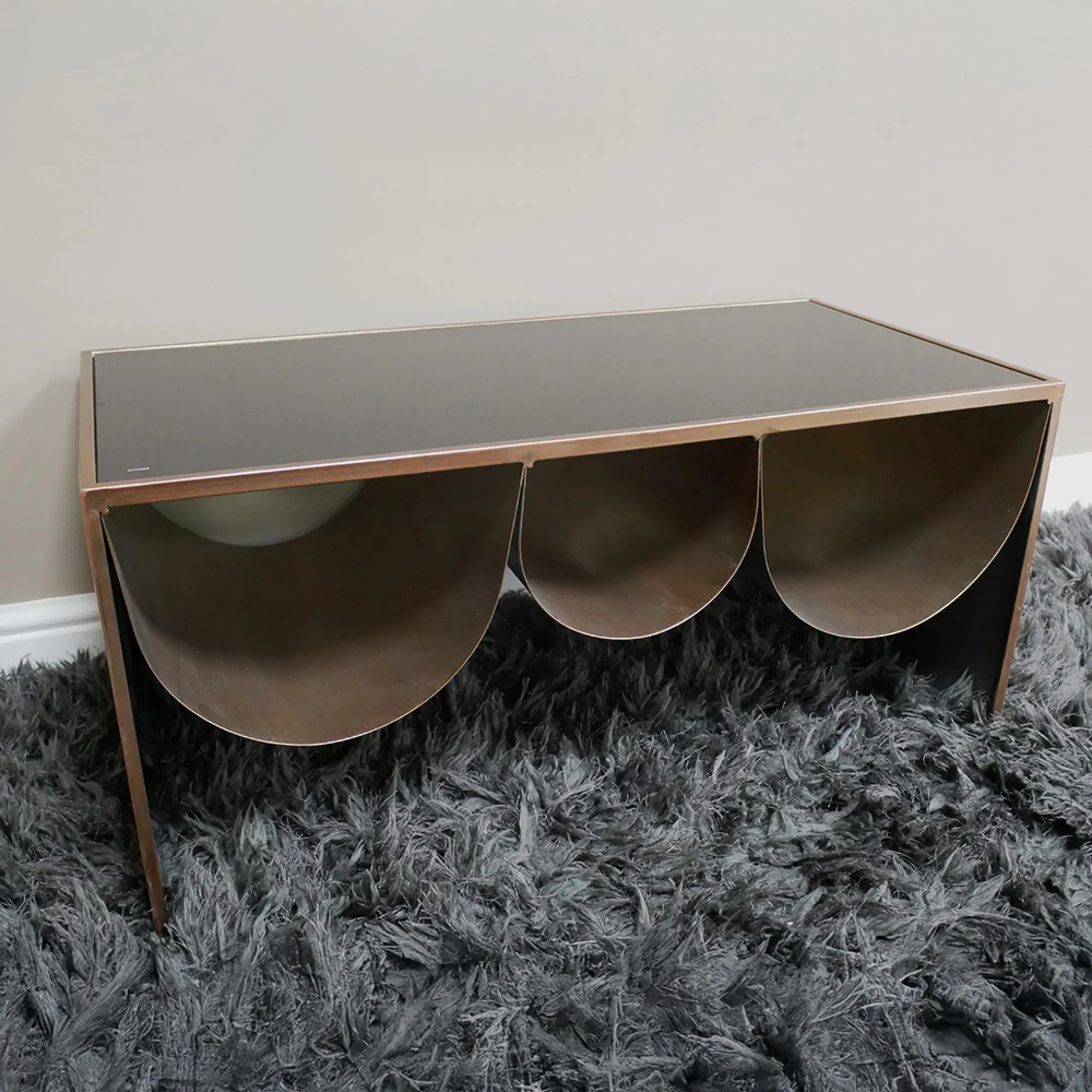 Low Side Table - Black, Glass Metal
