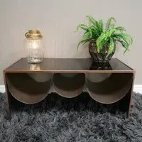 Low Side Table - Black, Glass Metal
