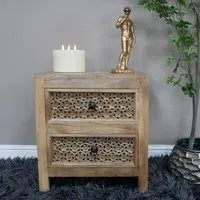 Mango Wood 2 Drawer Bedside Cabinet