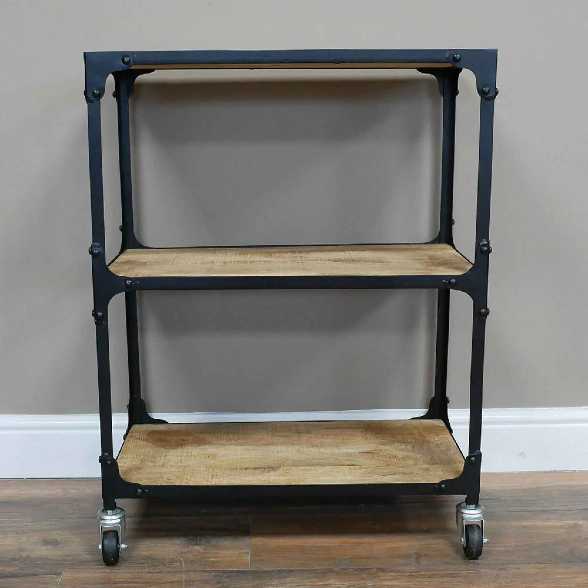 Mango Wood and Metal Shelves on Wheels