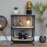 Mango Wood and Metal Shelves on Wheels