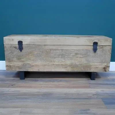 Mango Wood Storage Trunk - Iron Hardware image
