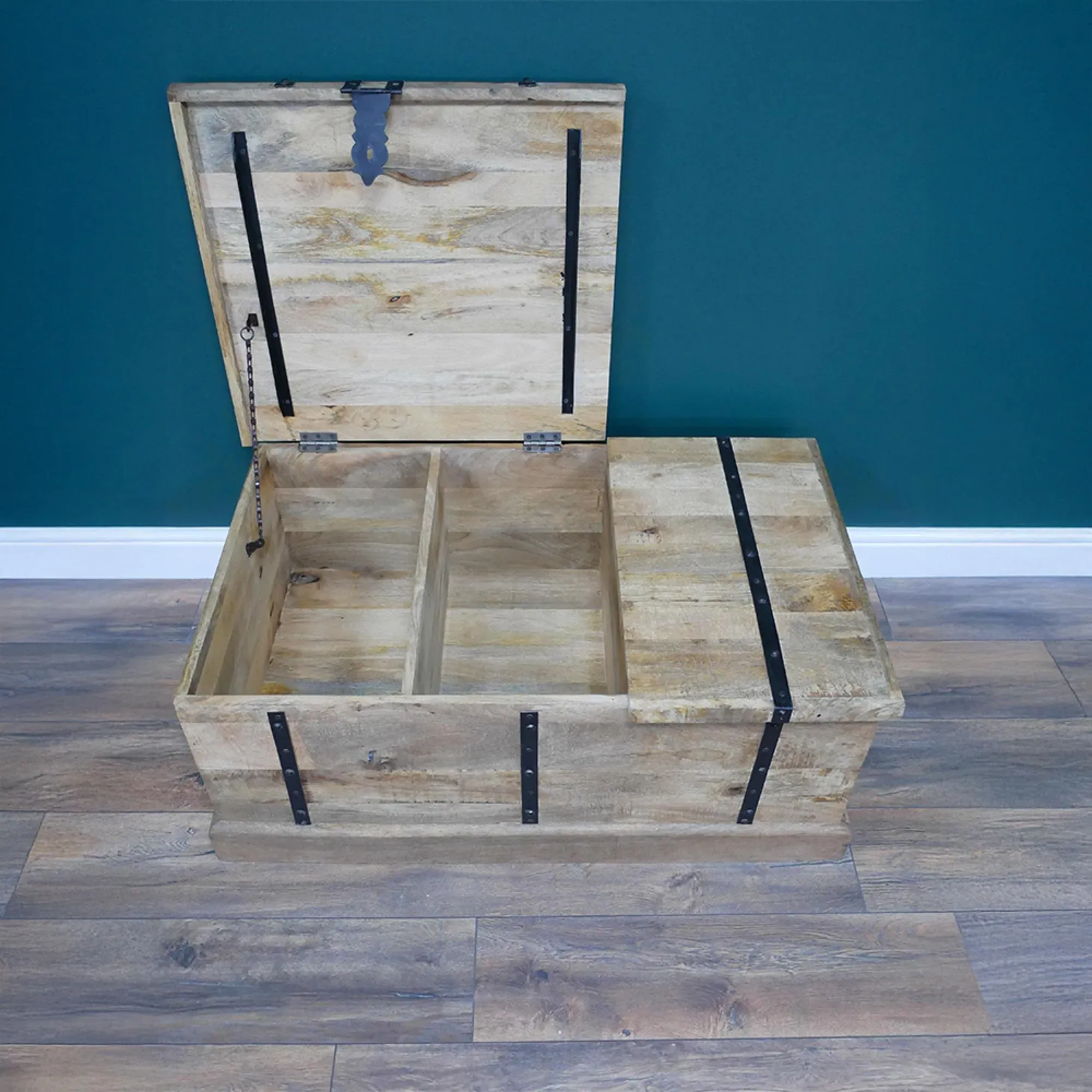 Mango Wood Trunk with Wine Bottle Storage
