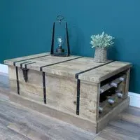 Mango Wood Trunk with Wine Bottle Storage