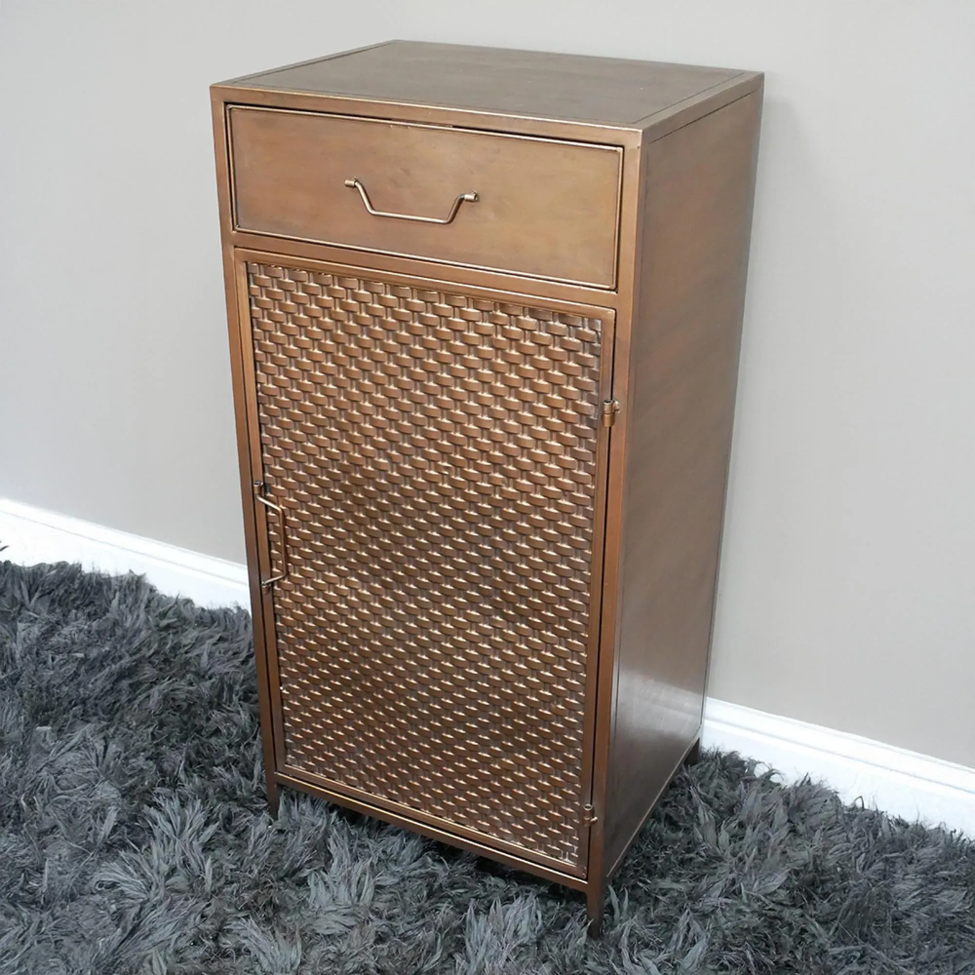 Metal 1 Door 1 Drawer Hall Cabinet - Copper
