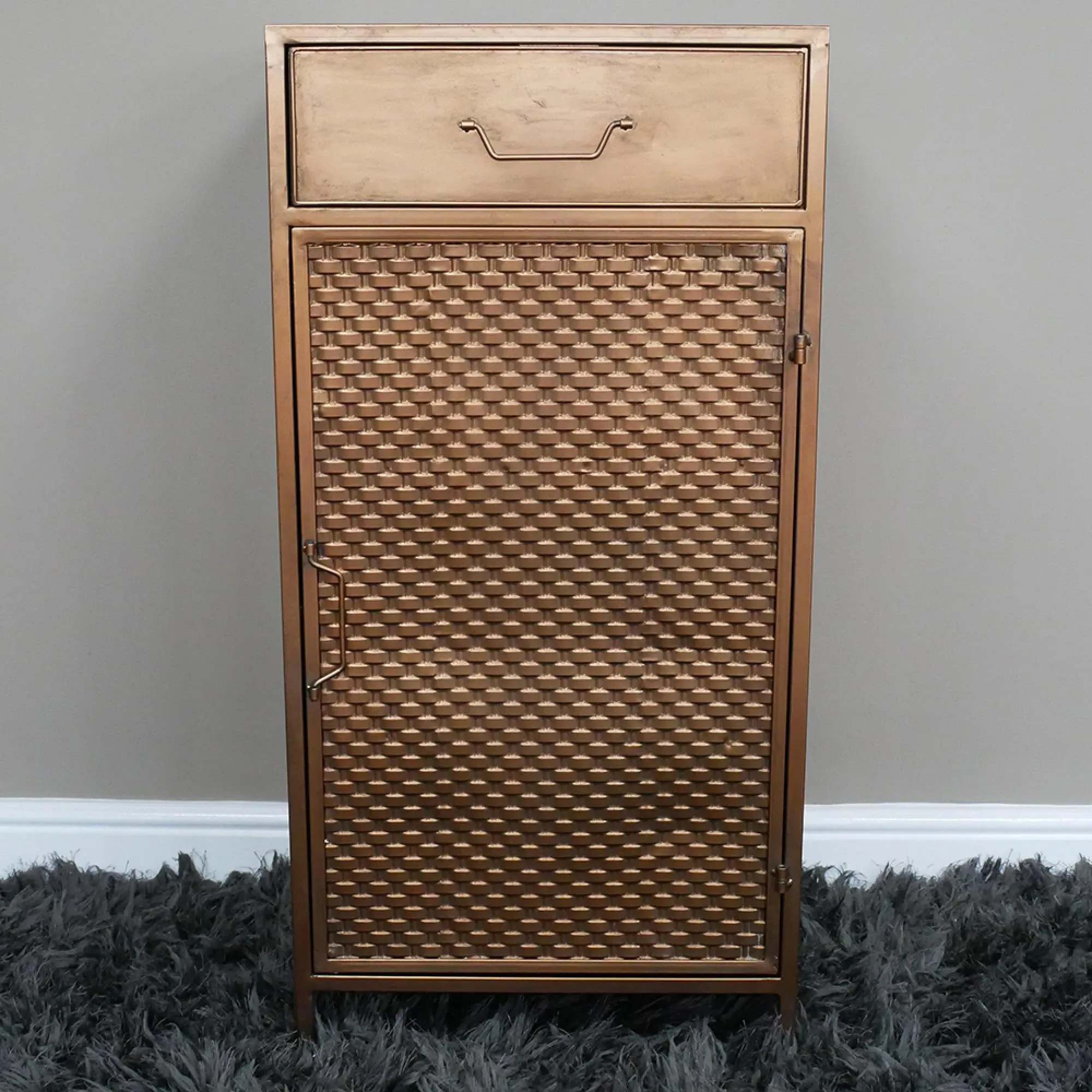 Metal 1 Door 1 Drawer Hall Cabinet - Copper