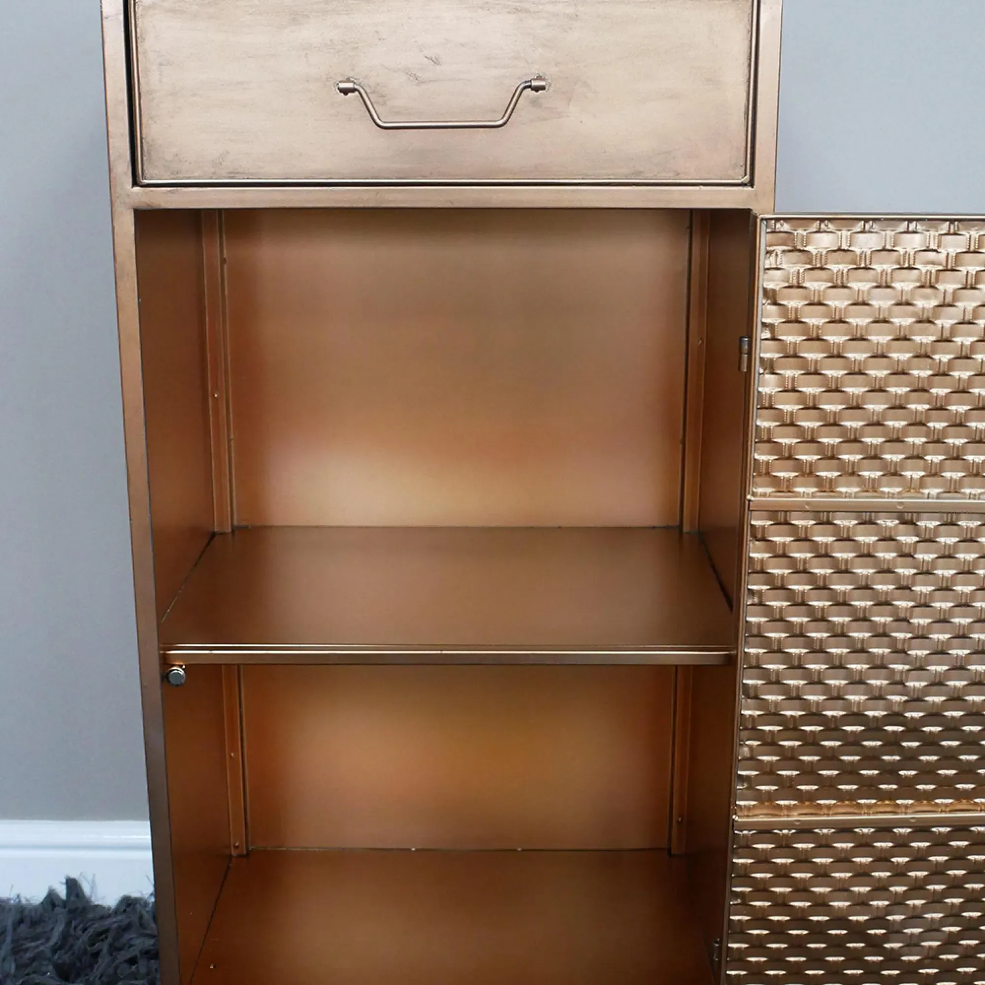 Metal 1 Door 1 Drawer Hall Cabinet - Copper