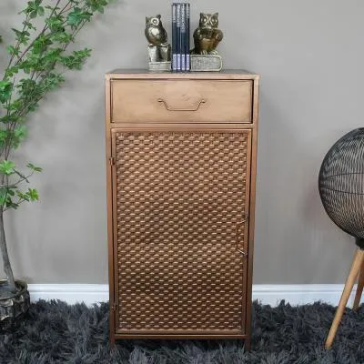 Metal 1 Door 1 Drawer Hall Cabinet - Copper image