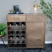 Metal 1 Door 2 Drawer Bar Cabinet - Copper