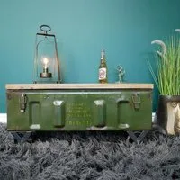 Metal and Mango Wood Coffee Table - Military Green