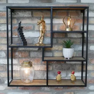 Metal and Wood Wall Unit - Black