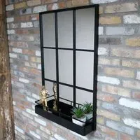 Metal Mirror with Shelf - Black