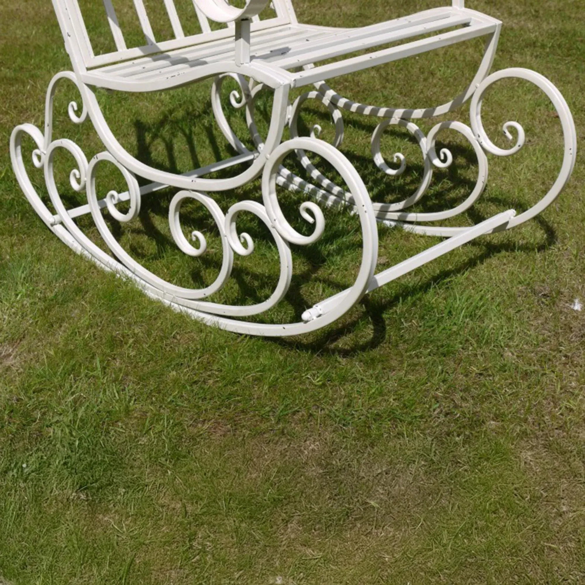 Metal Rocking Garden Chair - Antique Cream