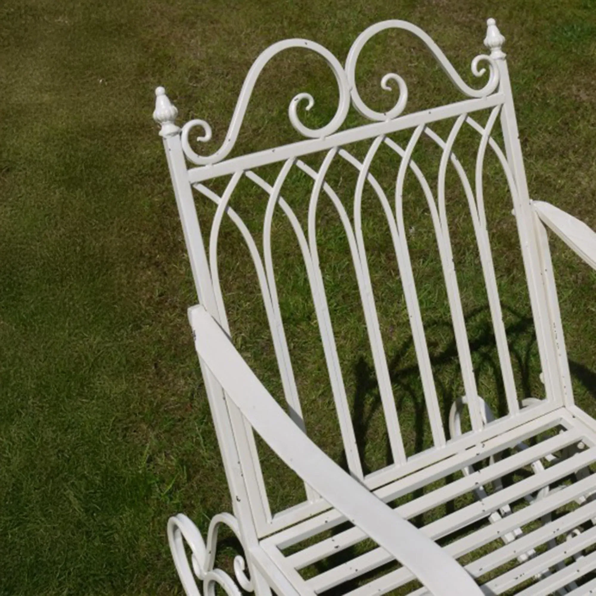 Metal Rocking Garden Chair - Antique Cream