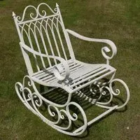 Metal Rocking Garden Chair - Antique Cream