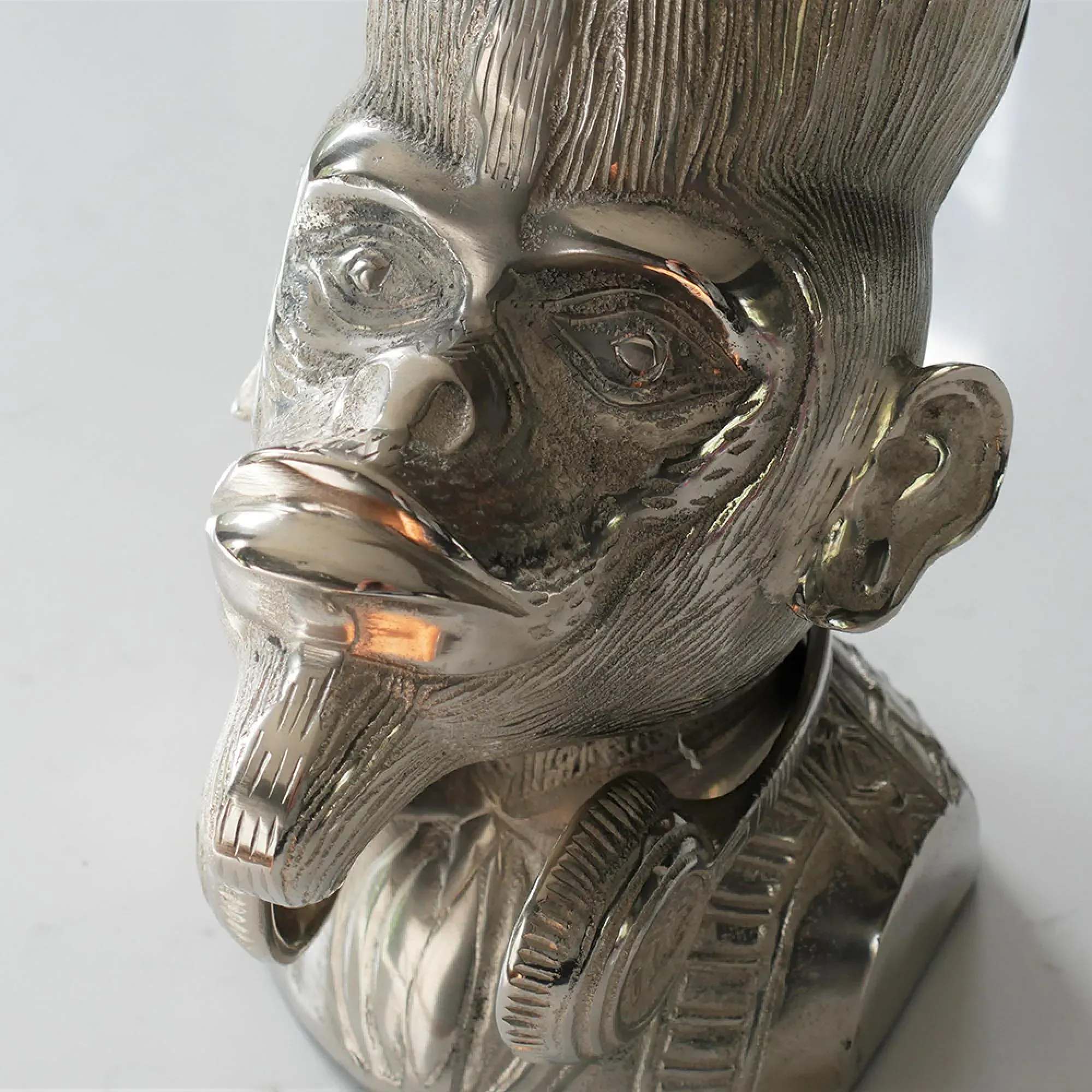 Monkey Head Wine Holder Set of 2 - Grey, Metal