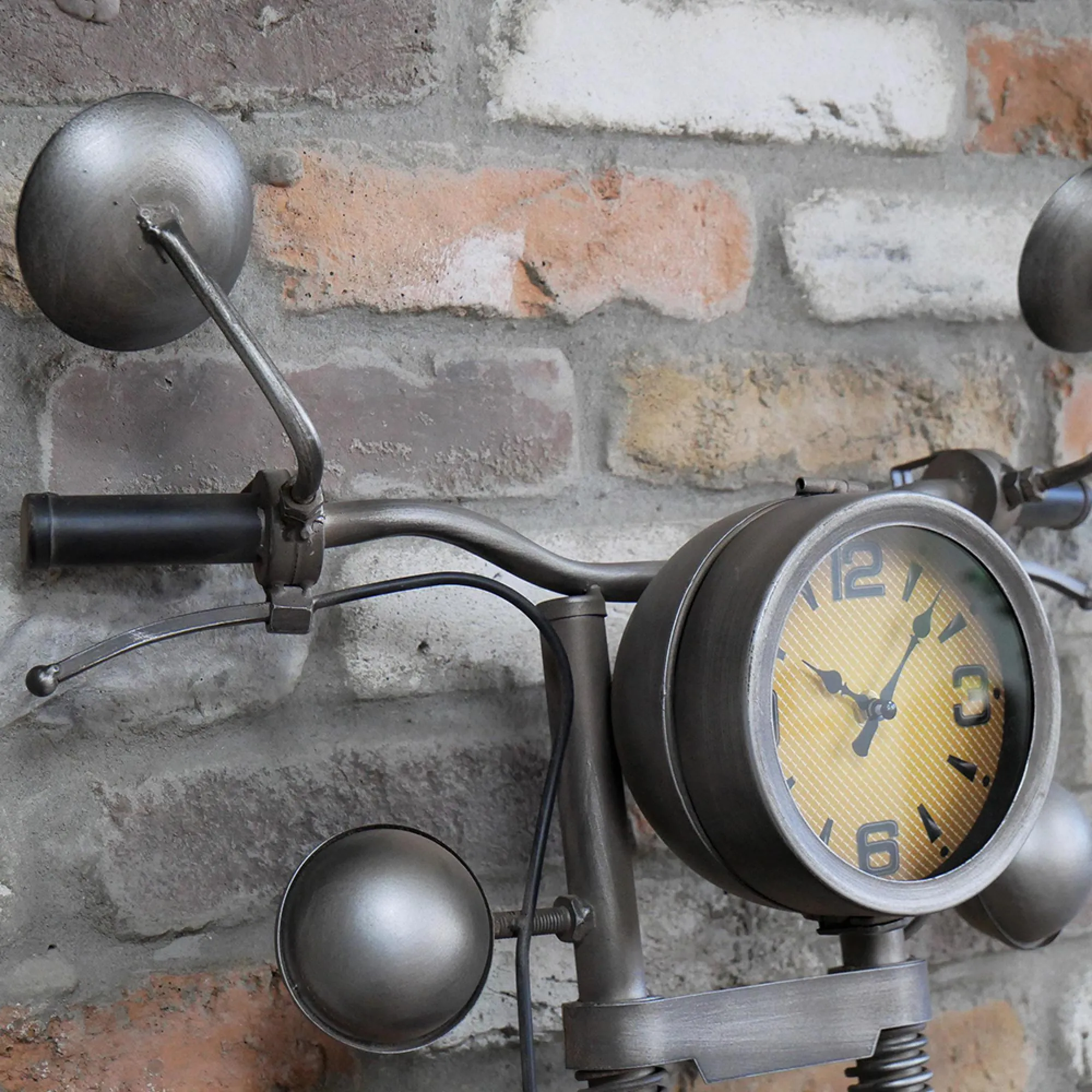 Motorcycle Wall Clock - Grey, Metal