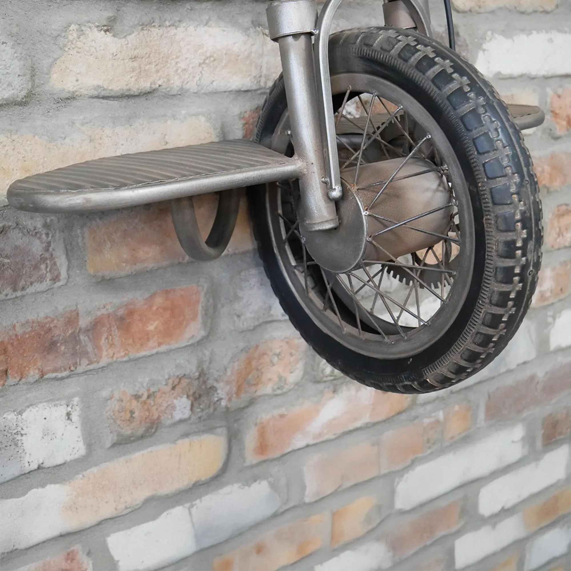 Motorcycle Wall Clock - Grey, Metal