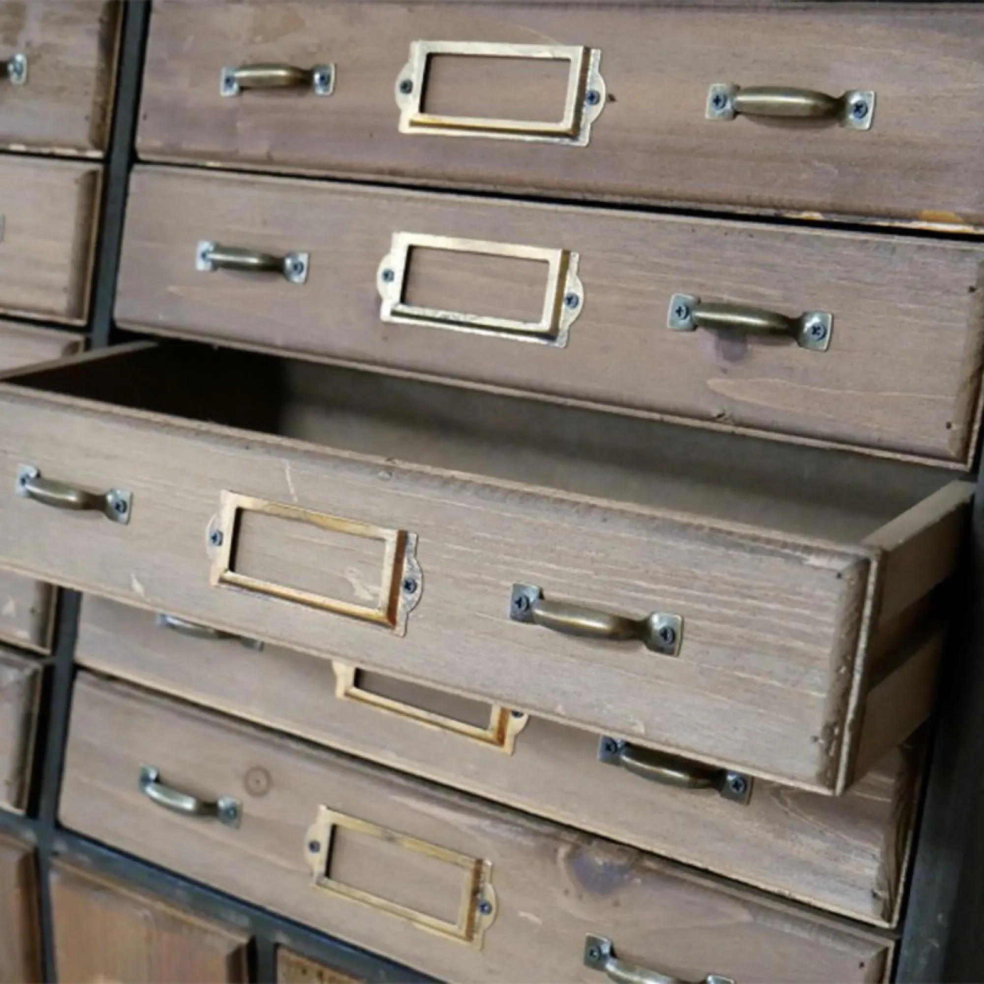 Multi Drawer Wall Storage Unit - Wood