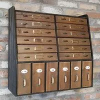 Multi Drawer Wall Storage Unit - Wood