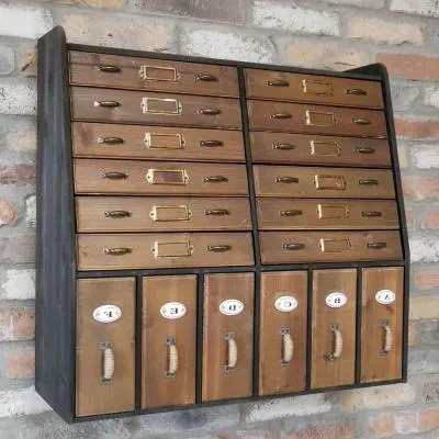 Multi Drawer Wall Storage Unit - Wood
