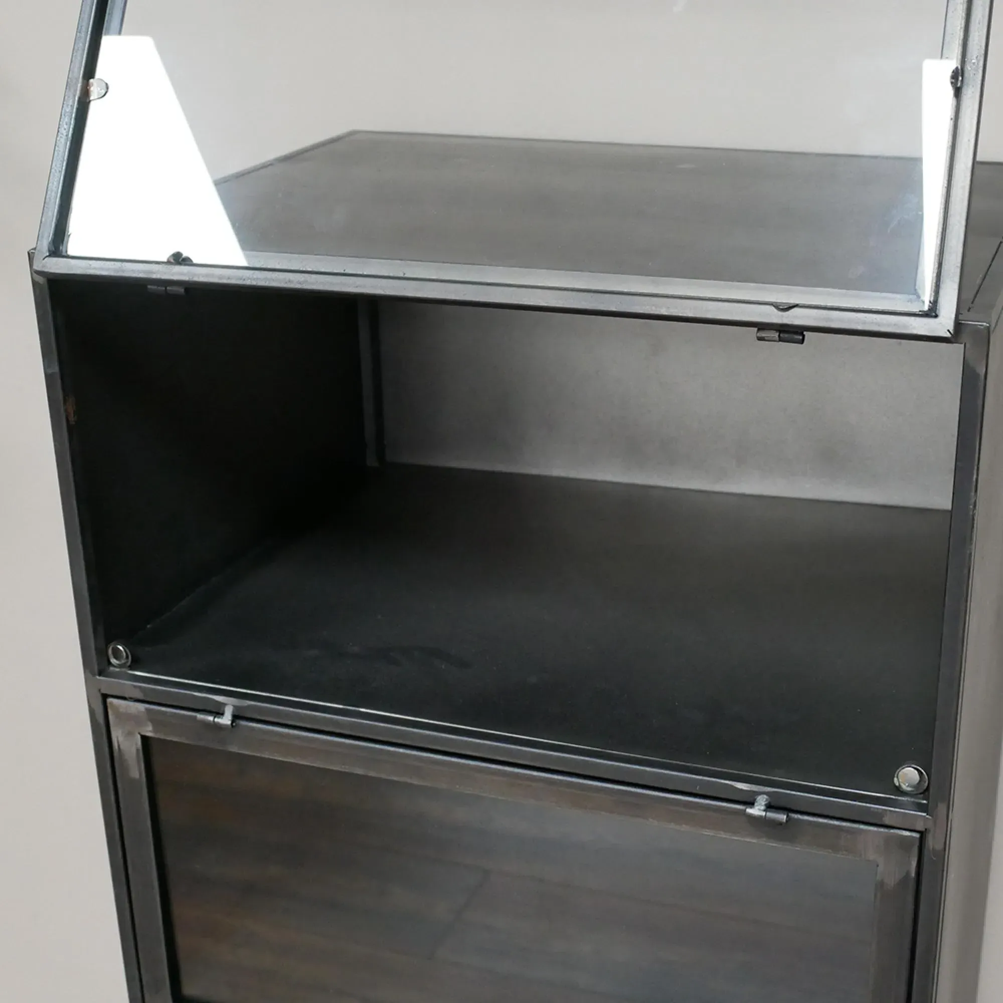 Narrow Display Cabinet - Black, Metal and Glass