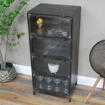 Narrow Display Cabinet - Black, Metal and Glass image