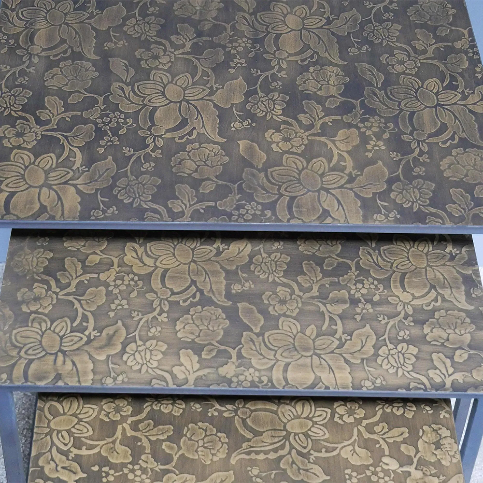 Nest of 3 Tables - Brown, Metal