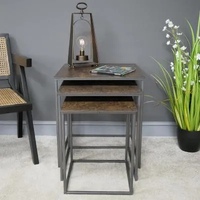 Nest of 3 Tables - Brown, Metal image