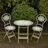 Oval Garden Table with 2 Chairs - Distressed White, Metal