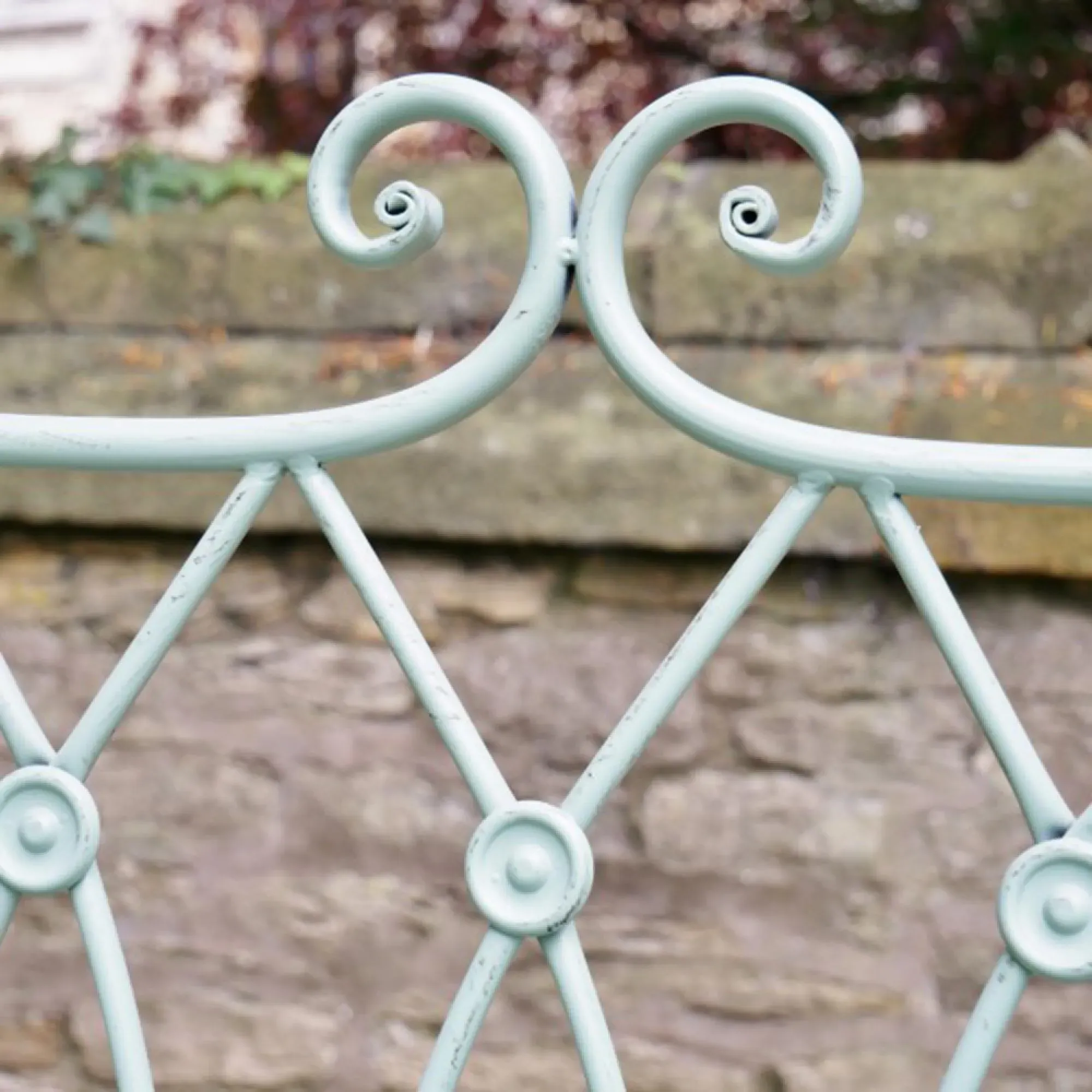 Pistachio Button Garden Bench - Green, Metal