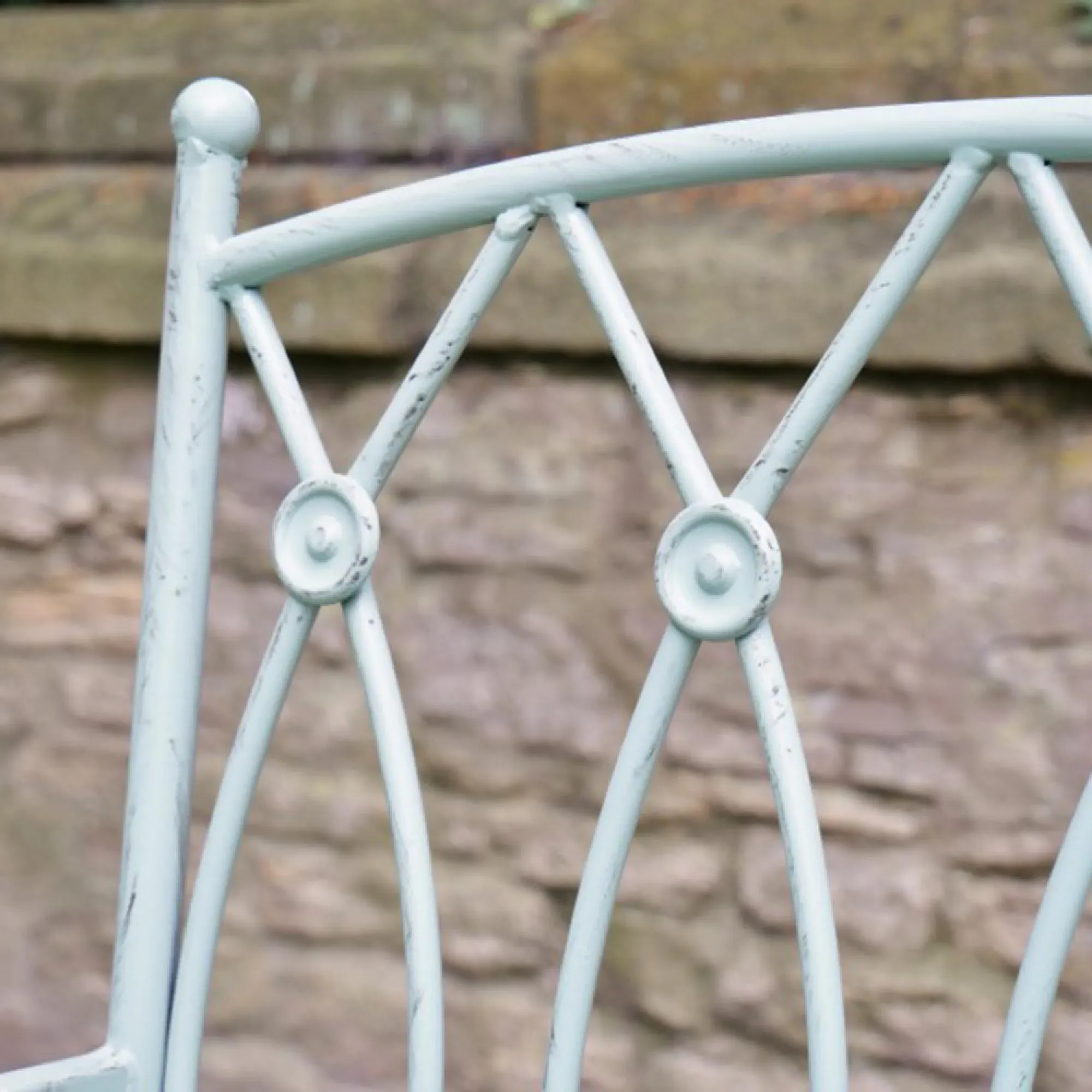 Pistachio Button Garden Bench - Green, Metal