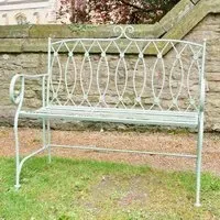 Pistachio Button Garden Bench - Green, Metal