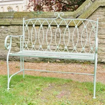 Pistachio Button Garden Bench - Green, Metal image