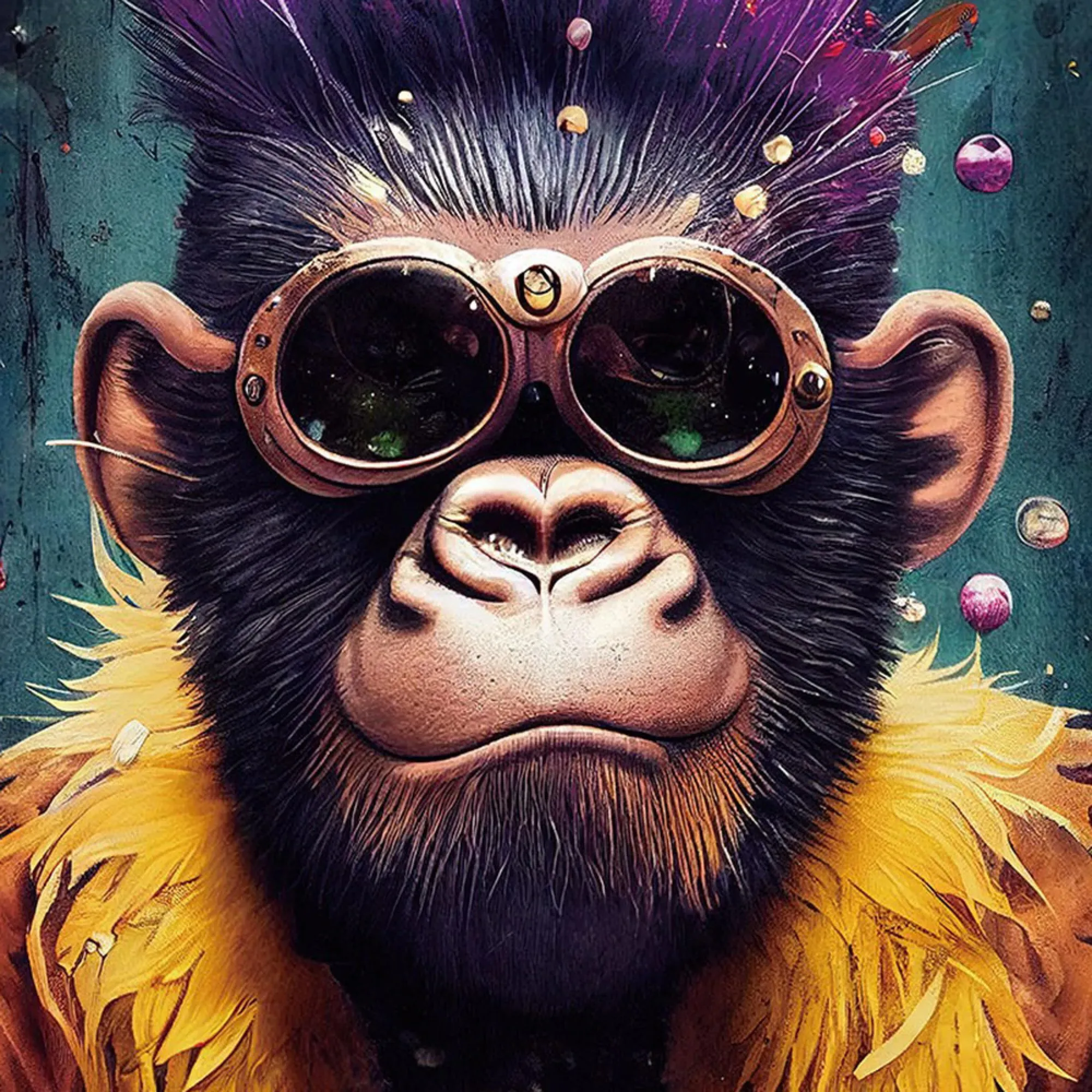 Purple Hair Gorilla Tempered Glass Wall Art