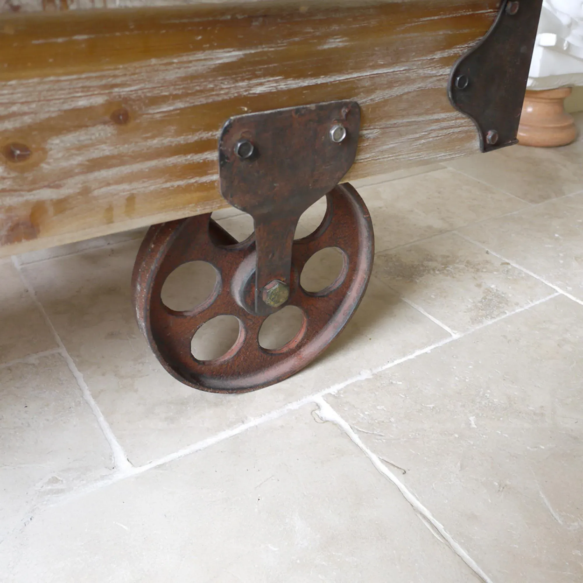 Railway Wood and Metal Cart Coffee Table