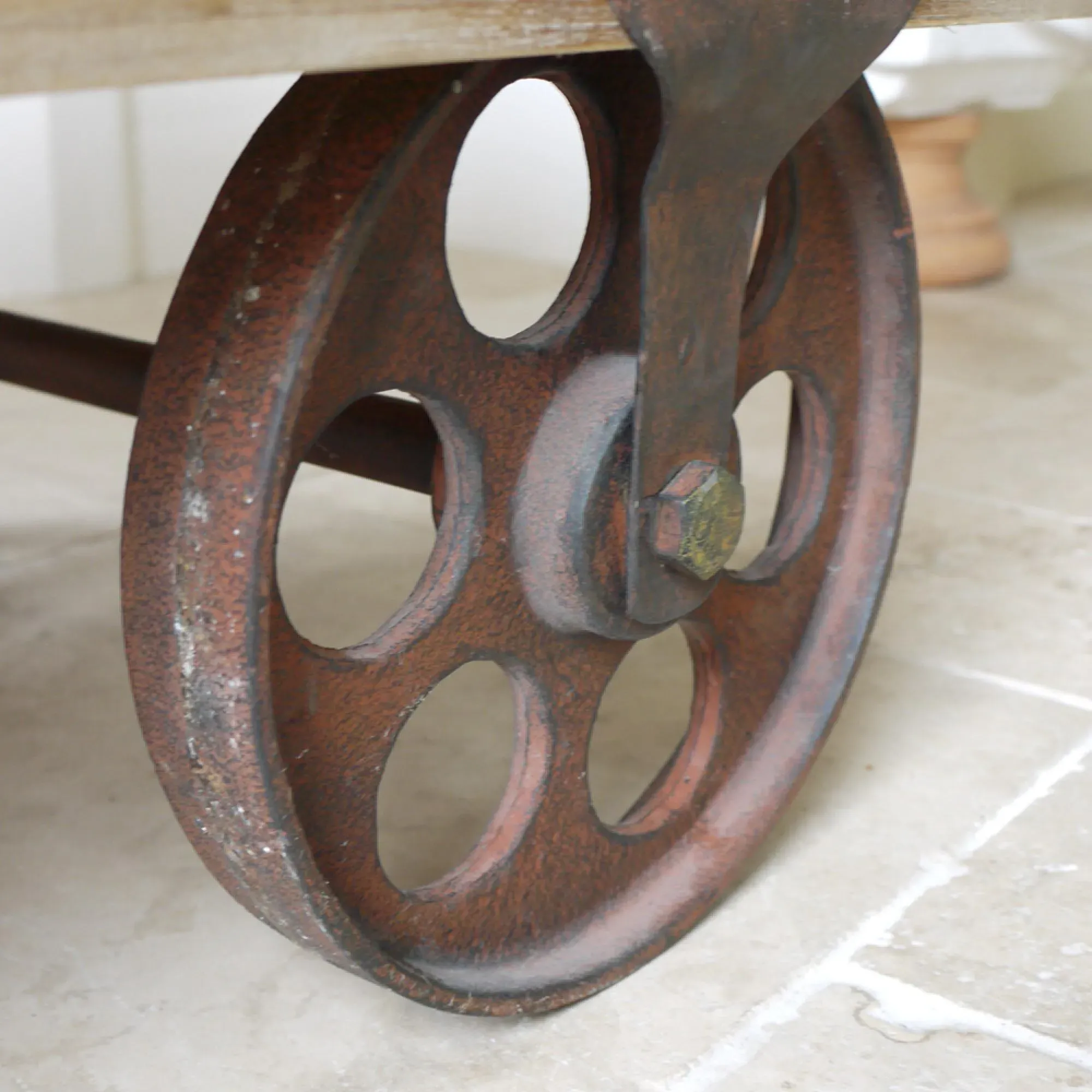 Railway Wood and Metal Cart Coffee Table